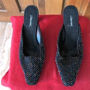 J. Rennee Iridescent Beaded Black Heels